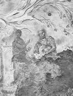 Фрагмент фрески из катакомб Прискиллы в Риме, нач. III в. Самое древнее изображение Пресвятой Девы Марии.